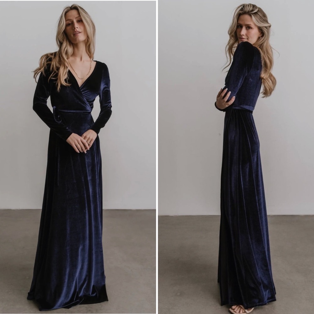 Baltic Born Esmerelda Velvet Wrap Maxi Dress Navy